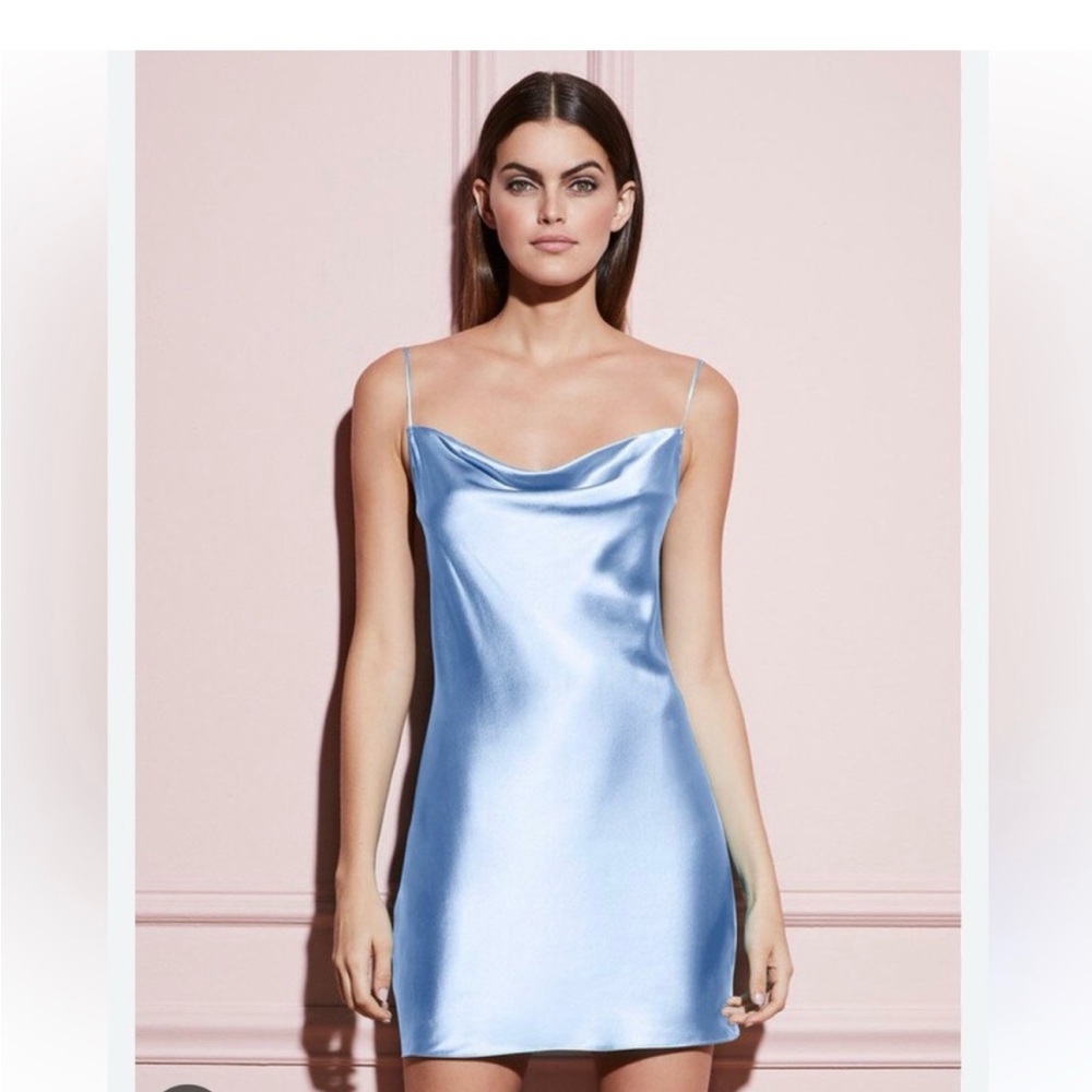 Fleur du Mal Light Blue Satin Mini Dress